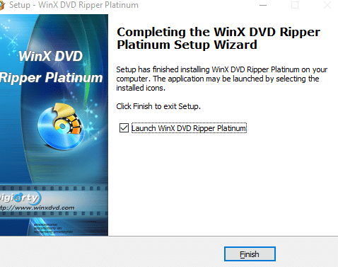 WinX DVD Ripper Platinum setup completed