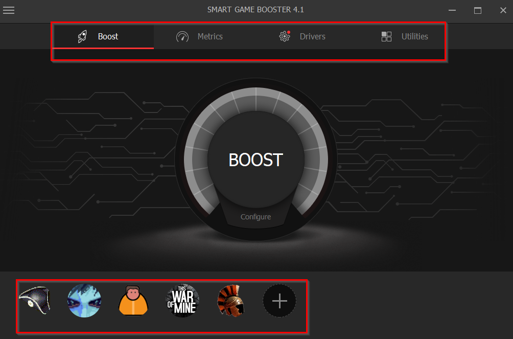 Smart Game Booster main interface