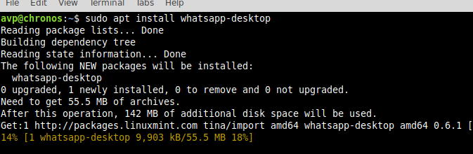 installing WhatsApp desktop in Linux Mint 