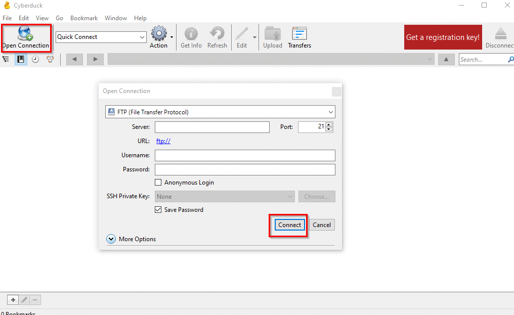 accessing FTP servers using Cyberduck