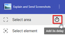 taking delayed screenshots using Explain and Send Screenshots