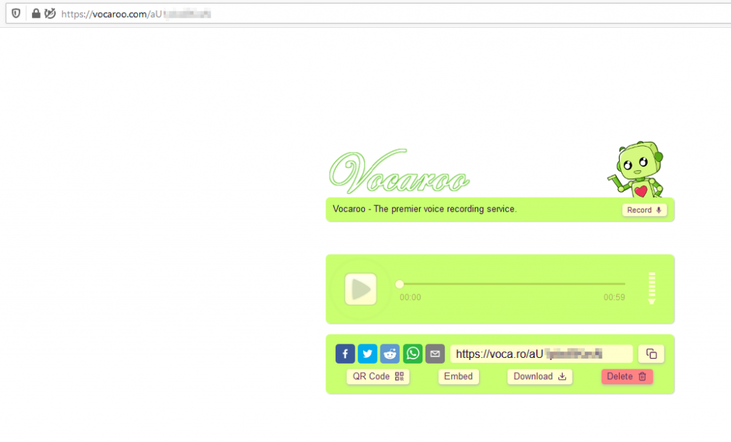 accessing and listening to audio clips from Vocaroo in browser