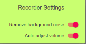 changing audio recording settings in Vocaroo