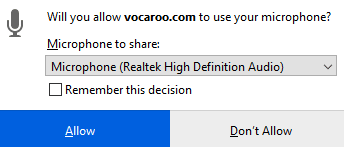 allow browser access to mic for Vocaroo recording