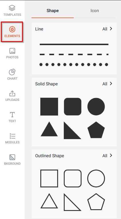 adding basic elements to graphics using DesignCap