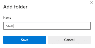 saving created folder for bookmarks in the new Edge browser
