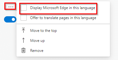 setting a display language in Edge browser