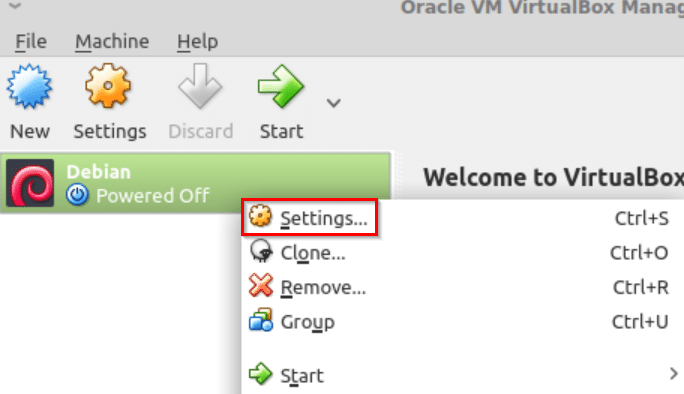 configuring VM settings in VirtualBox for Linux Mint