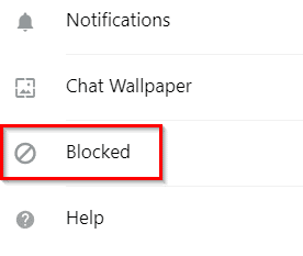 accessing Blocked section in Whatsapp desktop app for Windows