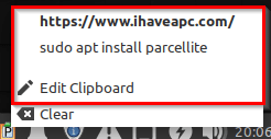 list of clipboard items in Parcellite