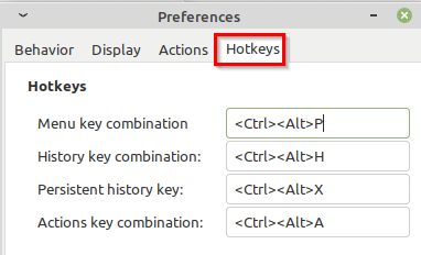 assigning hotkeys in Parcellite