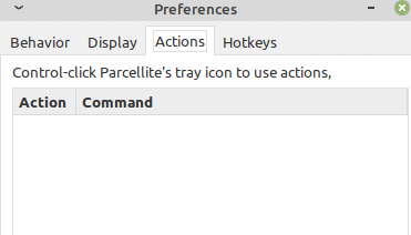 configuring action settings in Parcellite