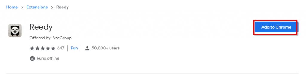 installing Reedy from the Chrome Web Store