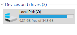 no more disk space delete windows