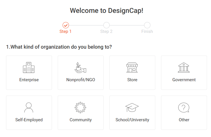 signing up for DesignCap account