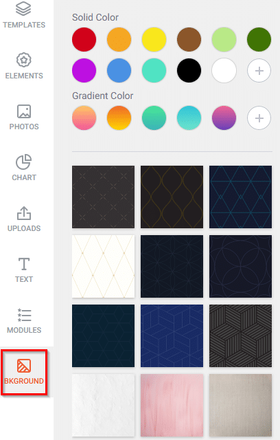 customizing background colors in DesignCap