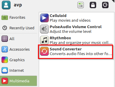 Sound Converter installed in Linux Mint 19 Xfce