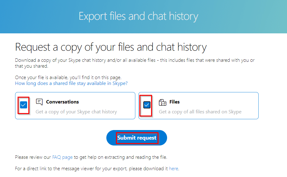 choosing what to backup or download from Skype account