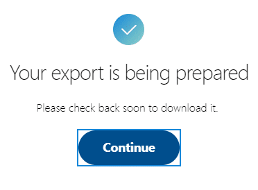 Skype data export request sent