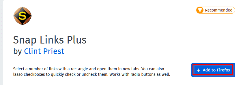 Snap Links Plus Firefox add-on homepage