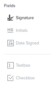 list of available input fields in HelloSign editor