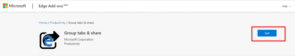 Group tabs & share add-on for the new Microsoft Edge browser