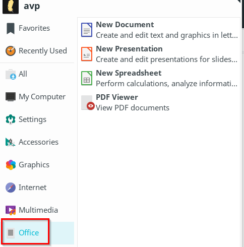 Office apps installed by default in Linux Lite