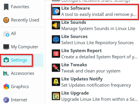 using the Lite tools for system tasks in Linux Lite