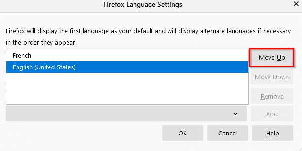 changing the order of added languages in Firefox 