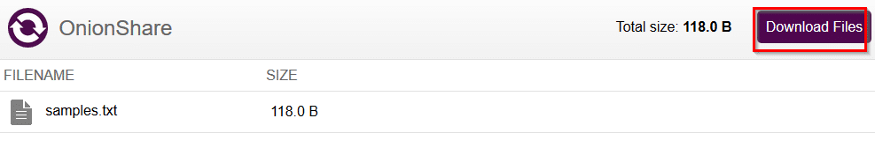 downloading shared files from OnionShare using Tor