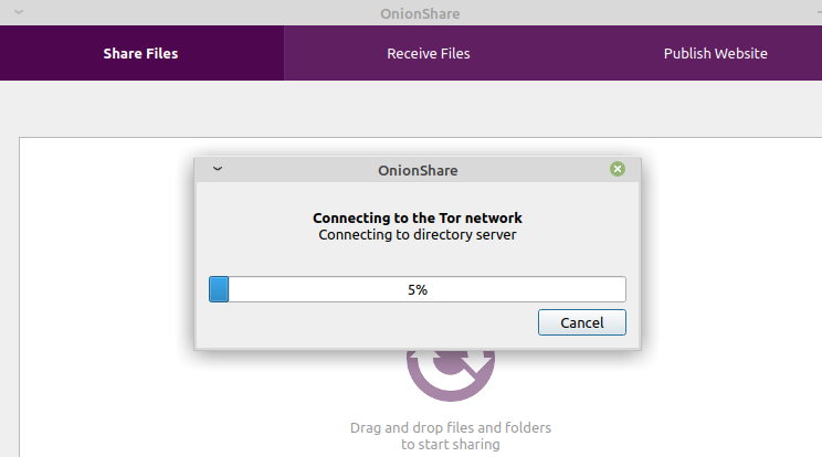 running OnionShare in Linux Mint