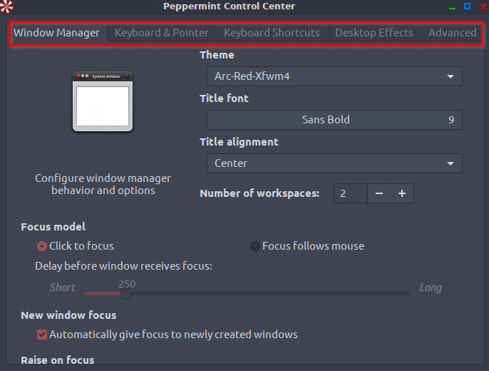 Peppermint Control Center