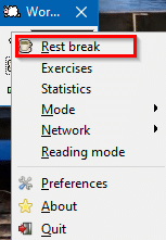 manually enabling rest break in Workrave