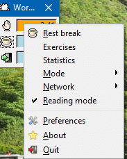 enable reading mode in Workrave