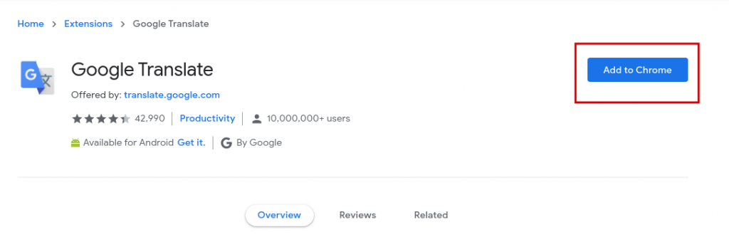 How to add translate to chrome