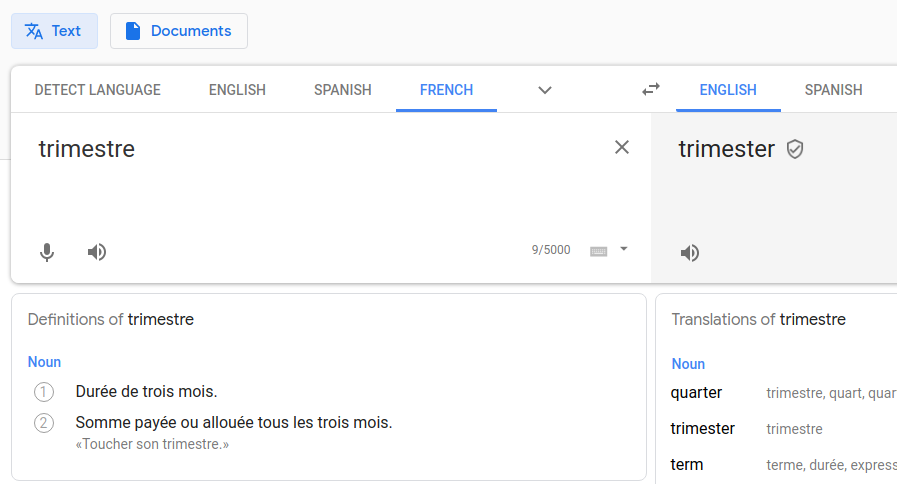 google translate tab only english