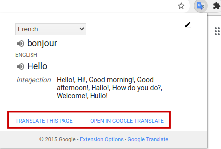 translate tab in chrome