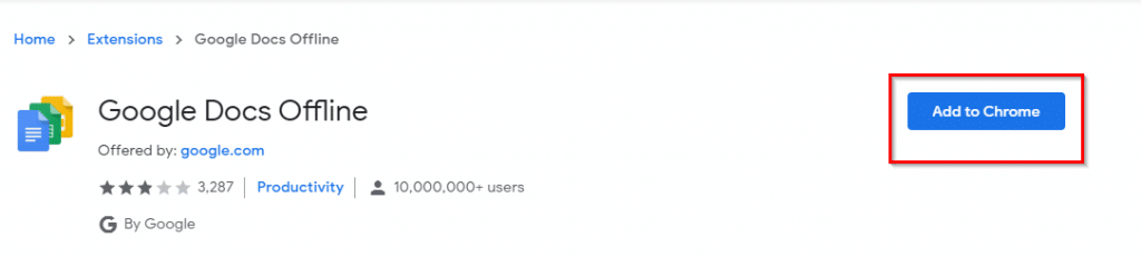adding google docs offline add-on to chrome