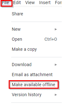 making documents in google drive available offline