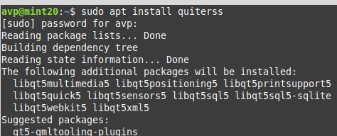 installing QuiteRSS in Linux Mint