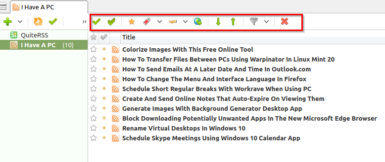 Latest feeds in QuiteRSS