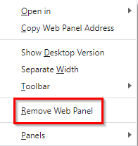deleting added web panels in vivaldi 