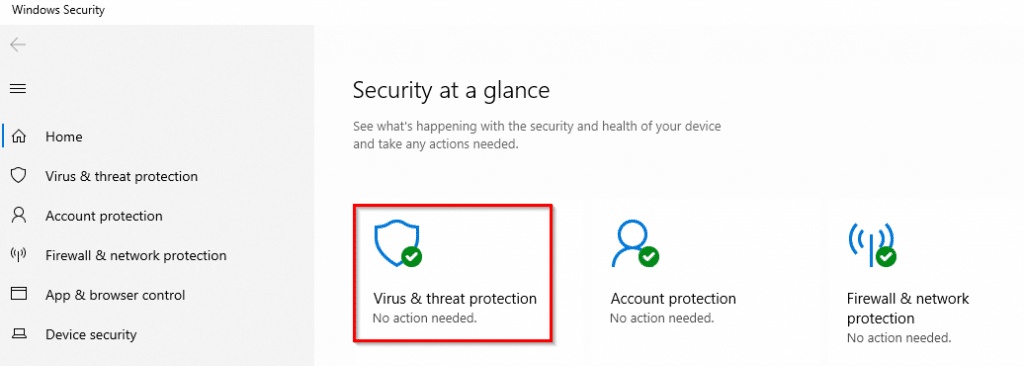 configuring virus and threat protection settings in windows 10