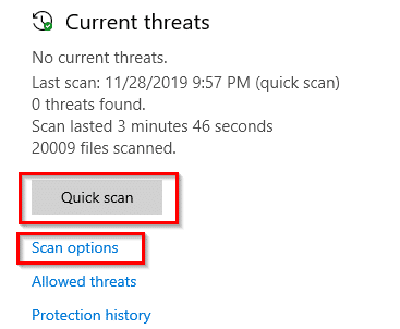 quick scan windows 10