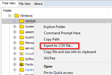 folder file list export to .csv