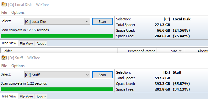 scanning different partitions as new WizTree instances