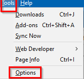 accessing Firefox options