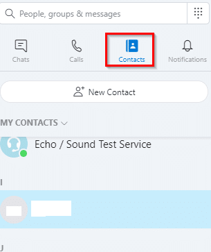 choosing a contact for scheduling Skype call