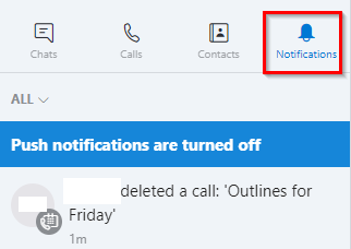 scheduled call deleted notification received by Skype contacts