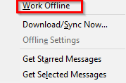 work offline option in Thunderbird
